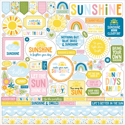 Echo Park Cardstock Elements Stickers 12"X12"-You Are My Sunshine
