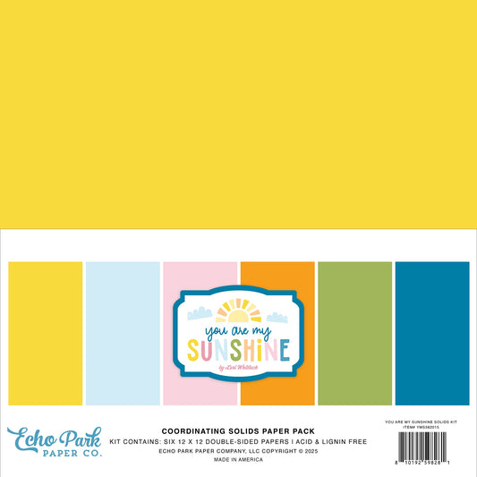 Echo Park Solids Collection Kit 12"X12"-You Are My Sunshine