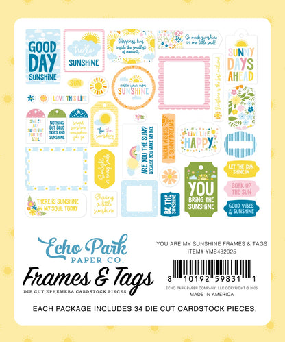 Echo Park Frames & Tags Ephemera-You Are My Sunshine