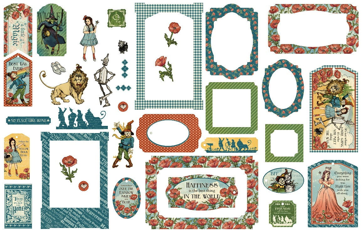 Graphic 45 Chipboard Die-Cuts-Tags & Frames, Wonder Of OZ