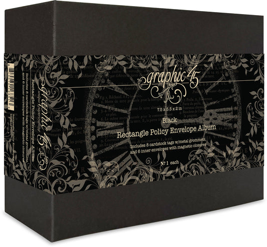 Graphic 45 Staples Policy Envelope Album -Black