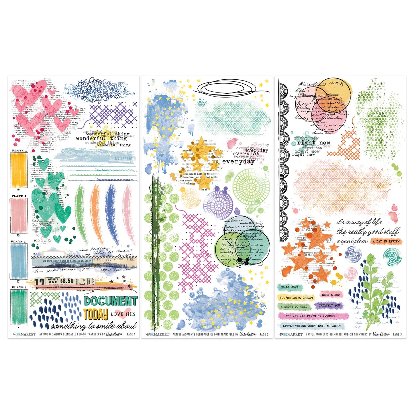 49 And Market Rub-On Transfer Set-Blendable, Artful Moments
