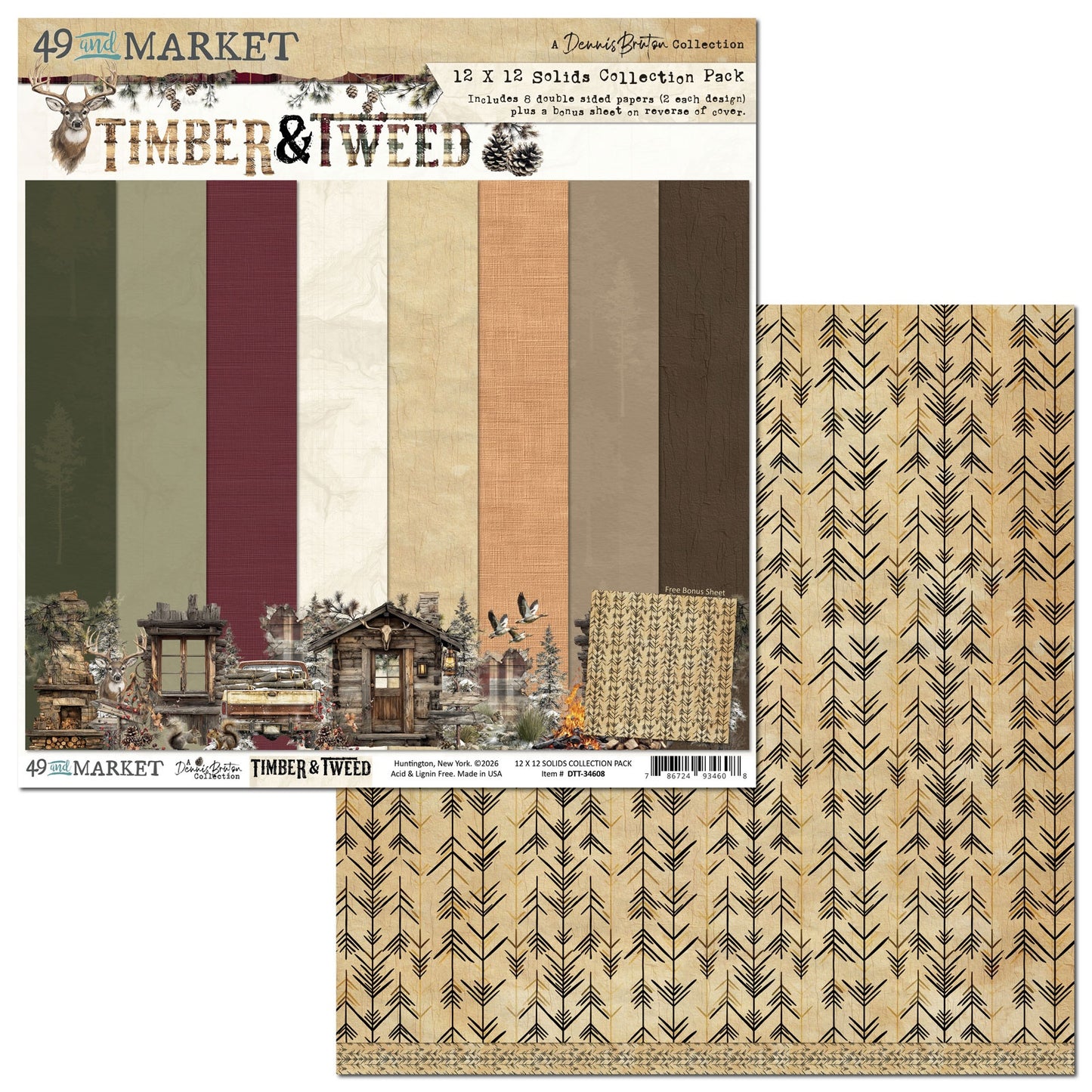 49 And Market Solids Collection Pack 12"X12"-Timber And Tweed