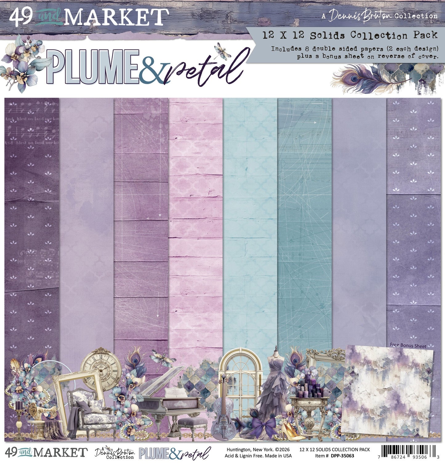 49 And Market Solids Collection Pack 12"X12"-Plume & Petal