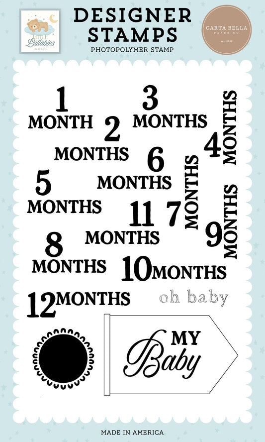 Carta Bella Little Lullabies Baby Boy Stamp Set-Oh Baby Months