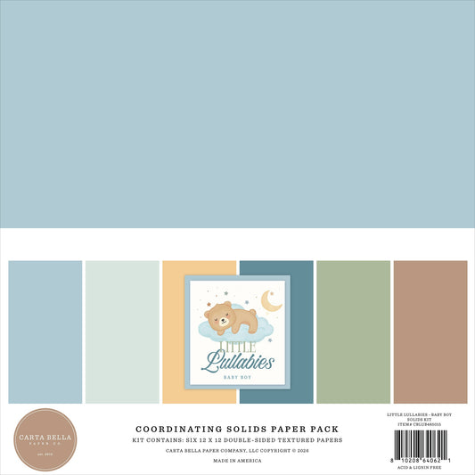 Carta Bella Solids Collection Kit 12"X12"-Little Lullabies - Baby Boy