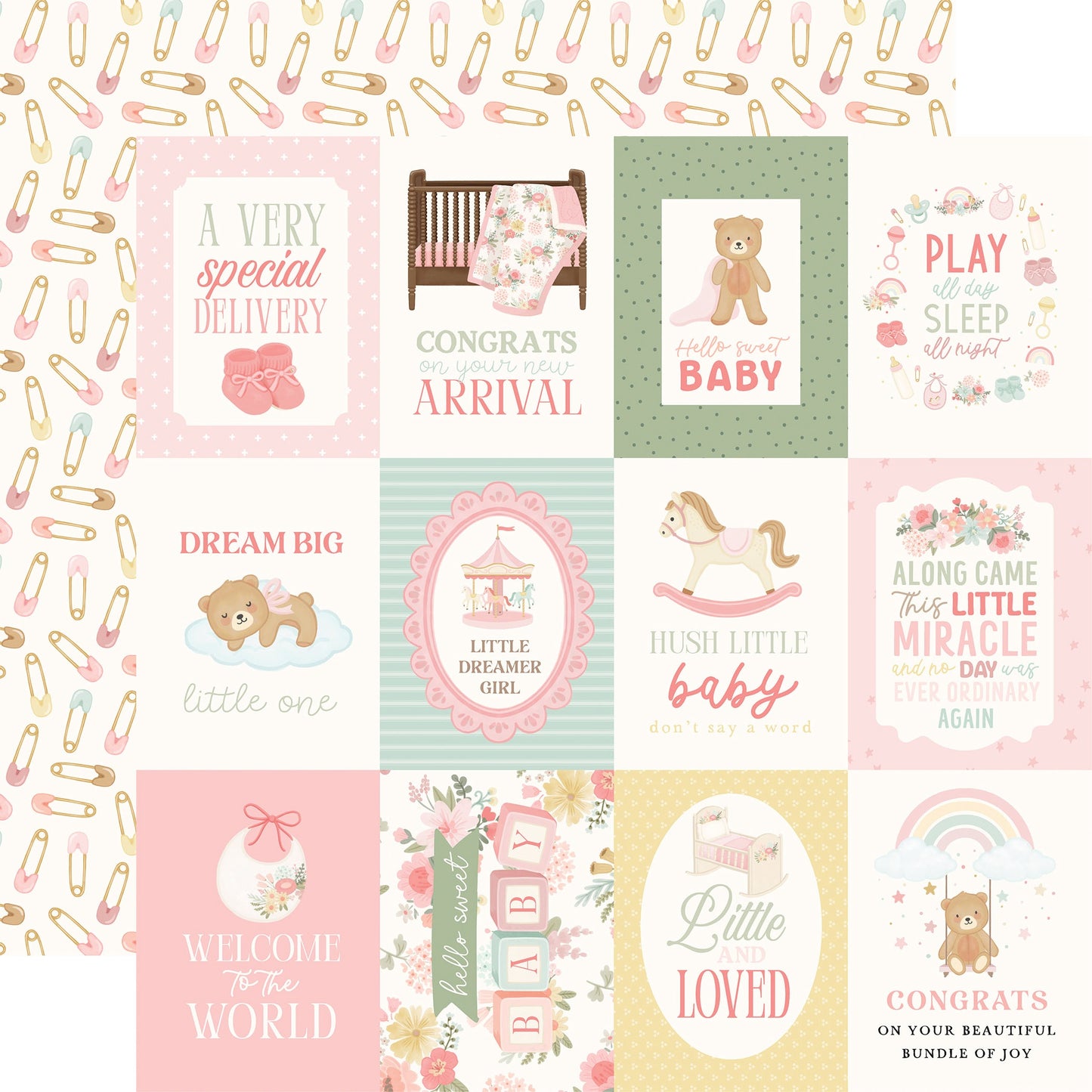 Carta Bella Little Lullabies Baby Girl Cardstock 12"X12"