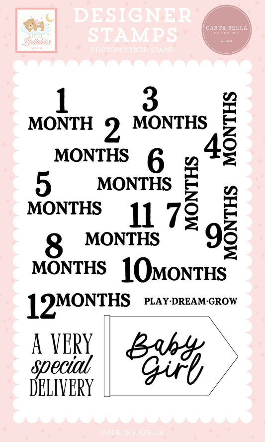 Carta Bella Little Lullabies Baby Girl Stamp Set-Baby Girl Months