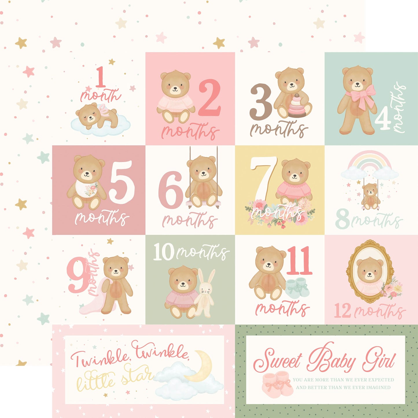 Carta Bella Little Lullabies Baby Girl Cardstock 12"X12"