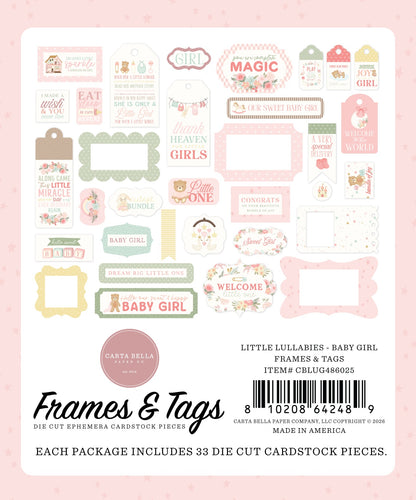 Carta Bella Tags & Frames Ephemera-Little Lullabies - Baby Girl