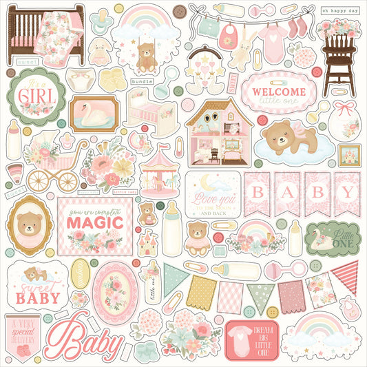 Carta Bella Elements Cardstock Stickers 12"X12"-Little Lullabies Baby Girl