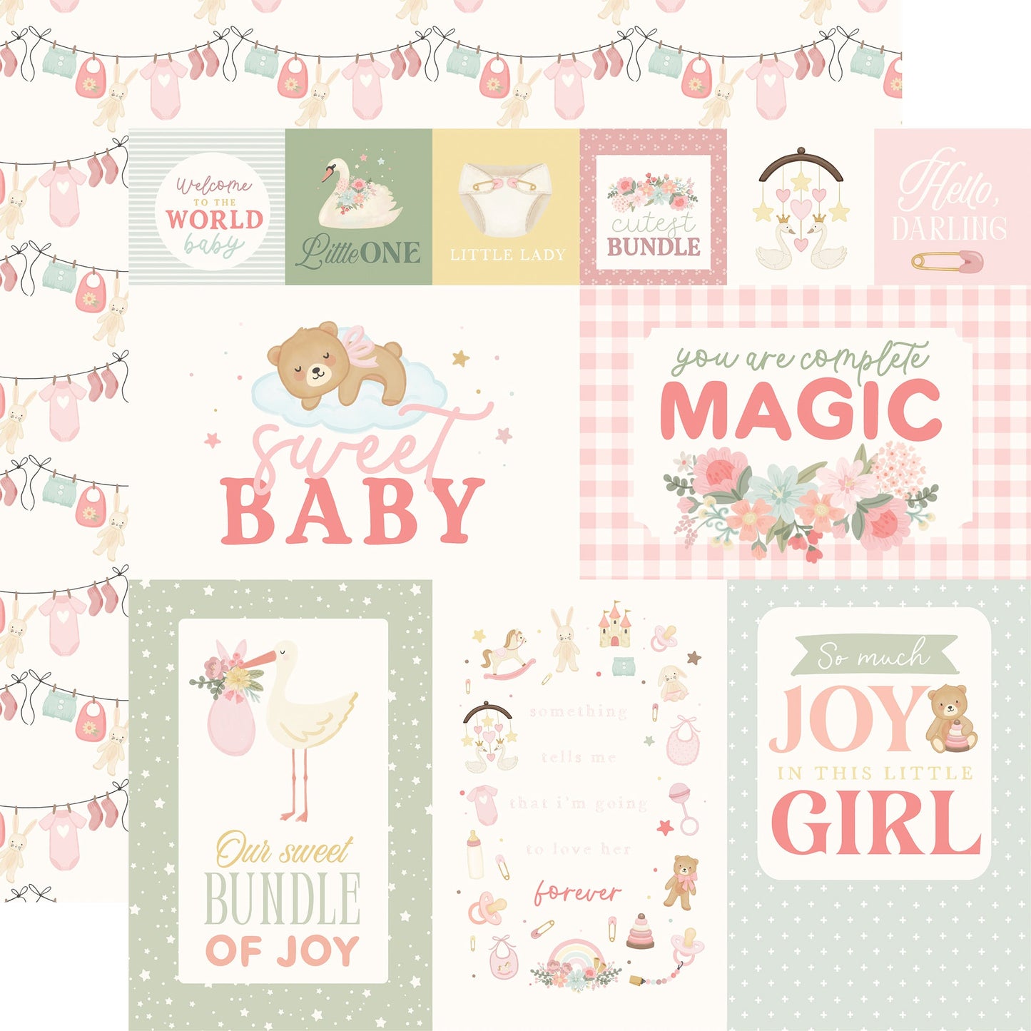 Carta Bella Little Lullabies Baby Girl Cardstock 12"X12"