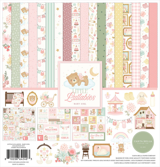 Carta Bella Collection Kit 12"X12"-Little Lullabies Baby Girl
