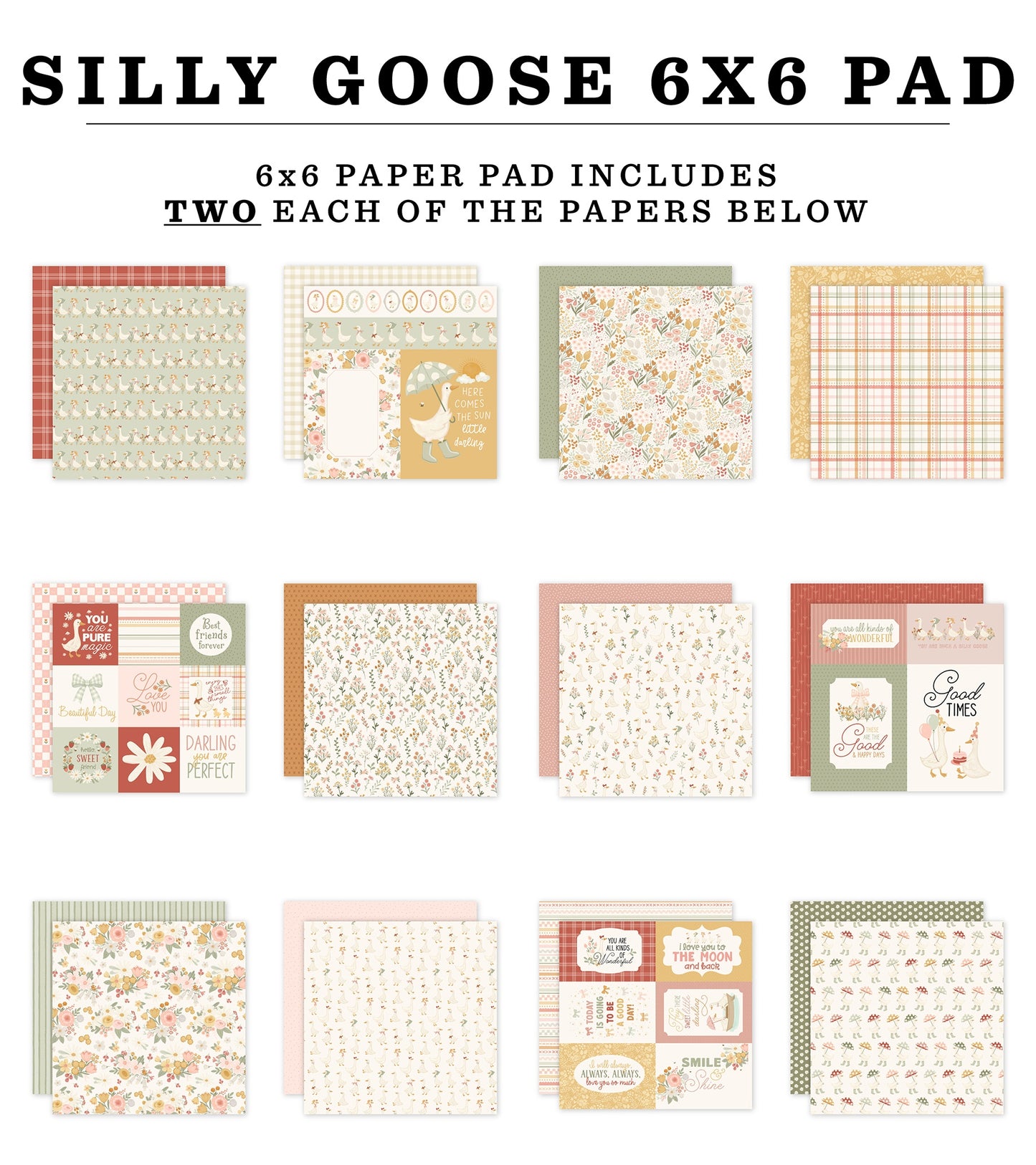 Carta Bella Double-Sided Paper Pad 6"X6"-Silly Goose