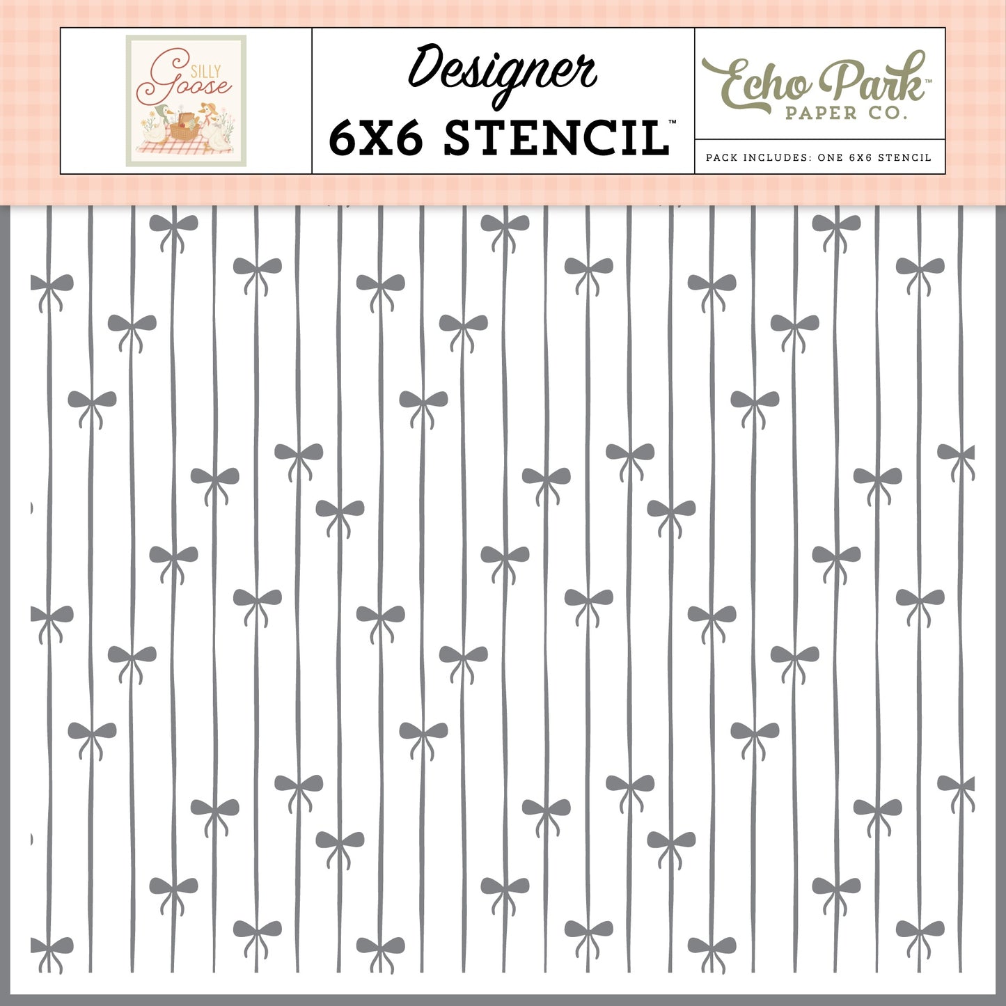 Carta Bella Silly Goose Stencil 6"X6"-Tied In A Bow