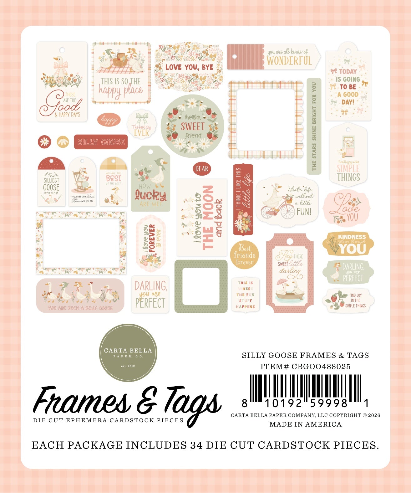 Carta Bella Tags & Frames Ephemera-Silly Goose