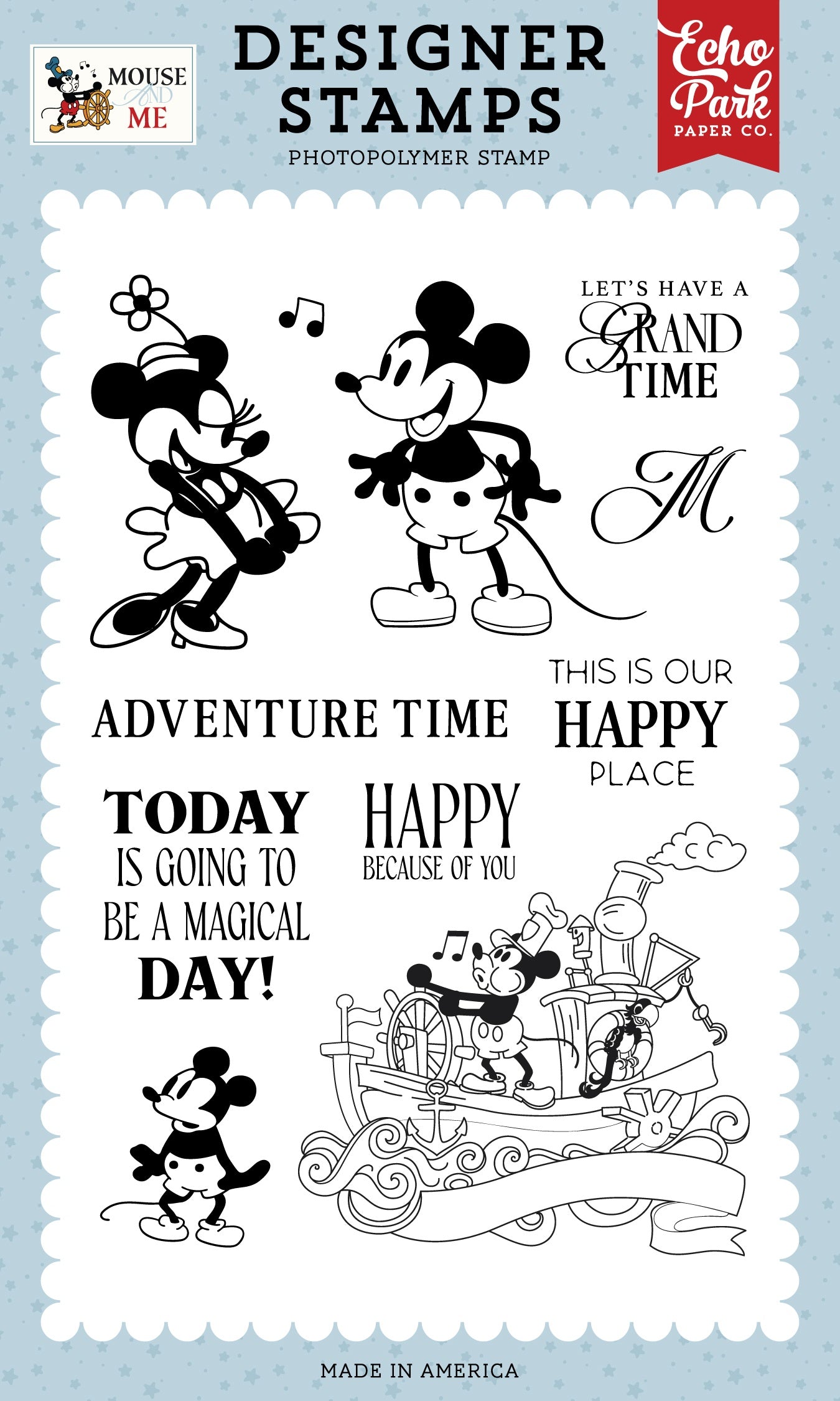 Echo Park Mouse And Me Stamp Set-Retro Mouse Pal