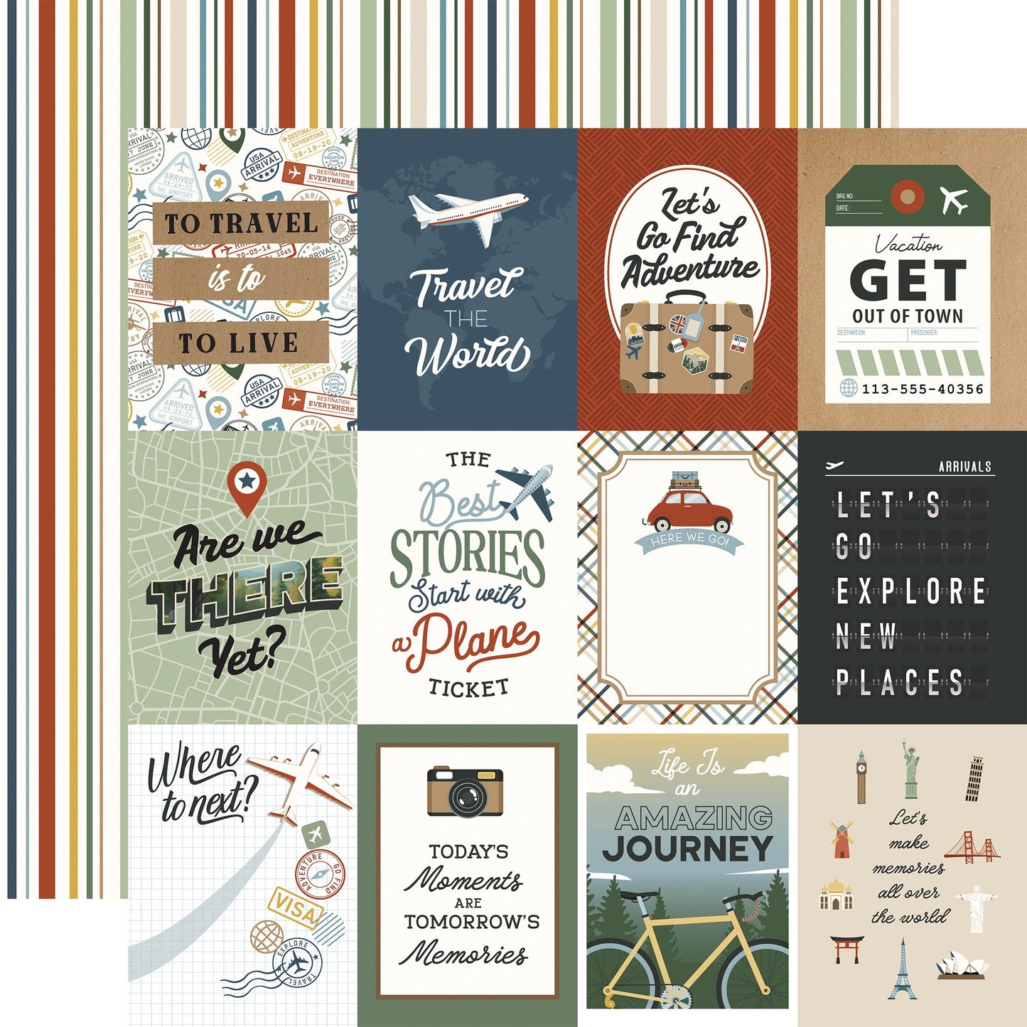 Echo Park It's Time To Travel Cardstock 12"X12"-Select Style