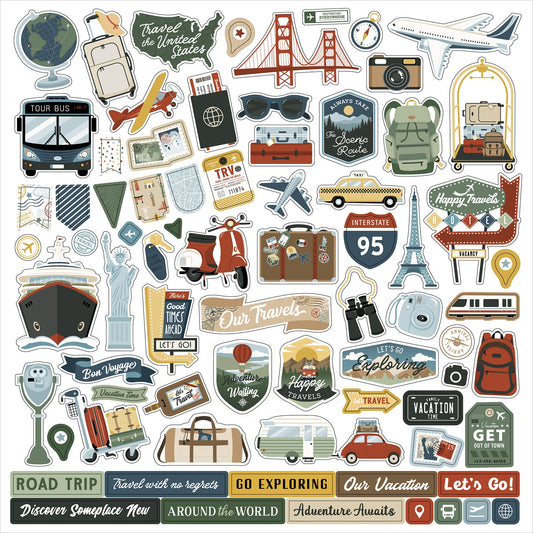 Echo Park Elements Cardstock Stickers 12"X12"-It's Time To Travel