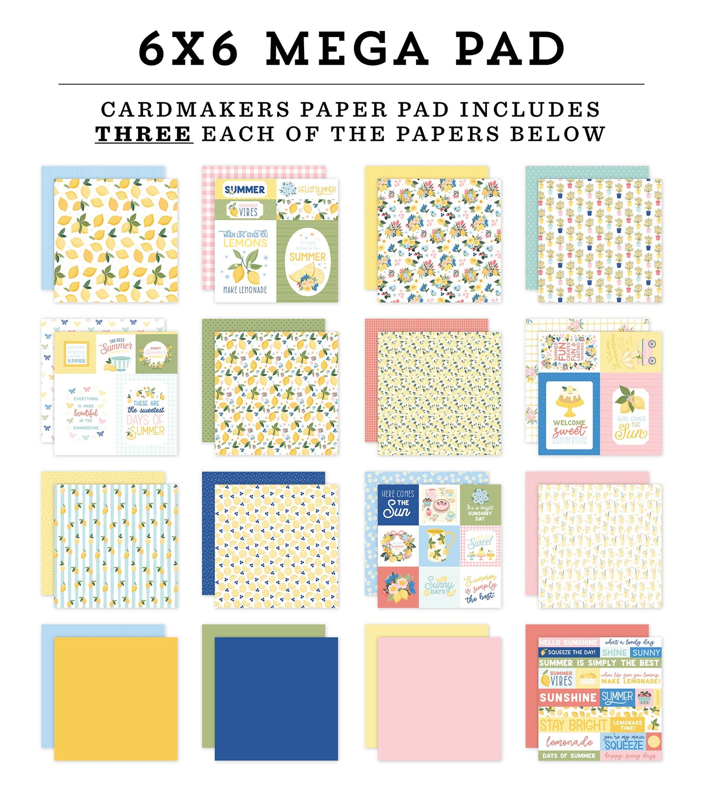 Carta Bella Cardmakers MegaPad 6"X6"-Lemonade