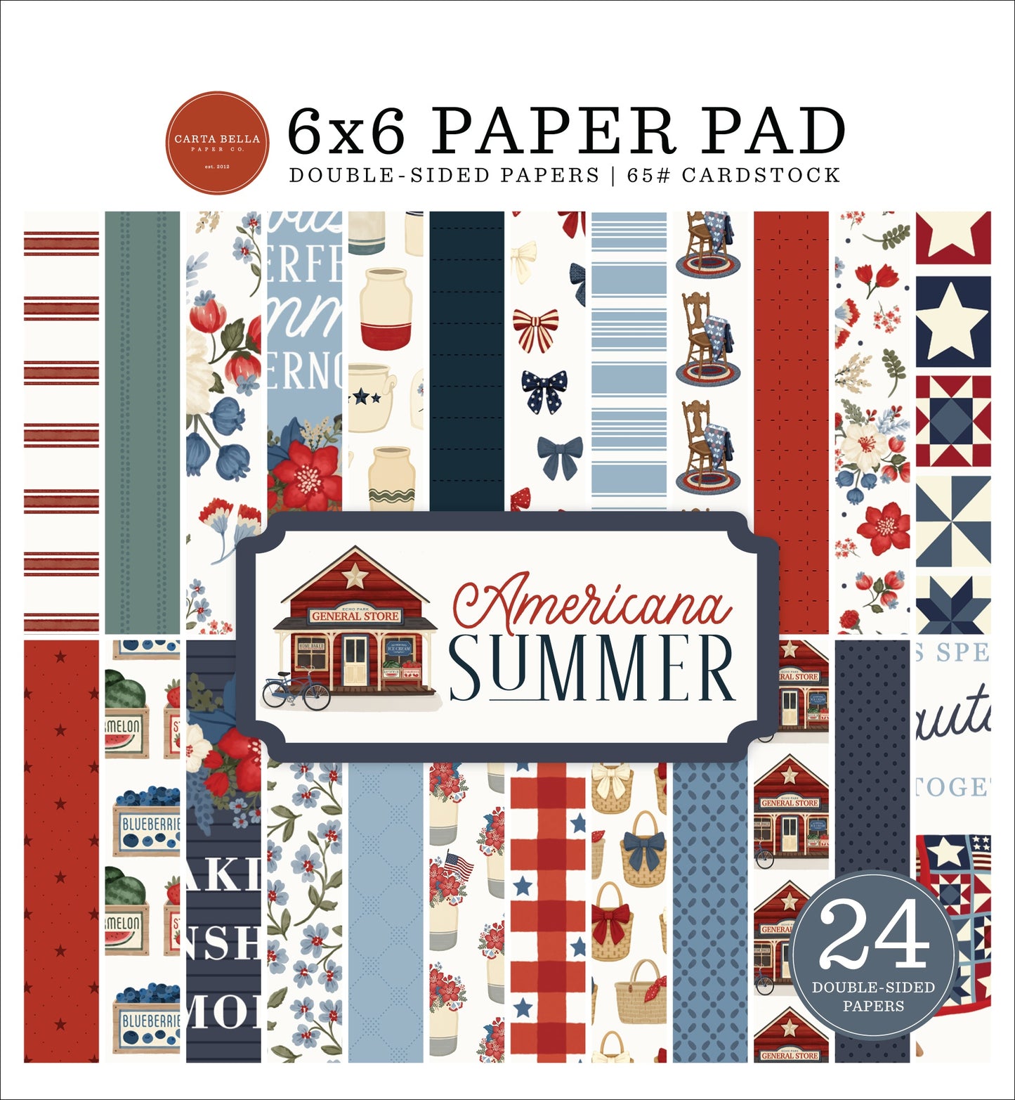Carta Bella Double-Sided Paper Pad 6"X6"-Americana Summer