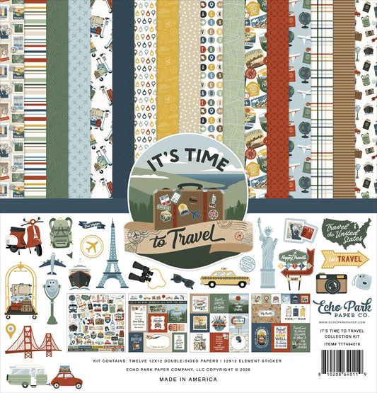 Echo Park Collection Kit 12"X12"-It's Time To Travel