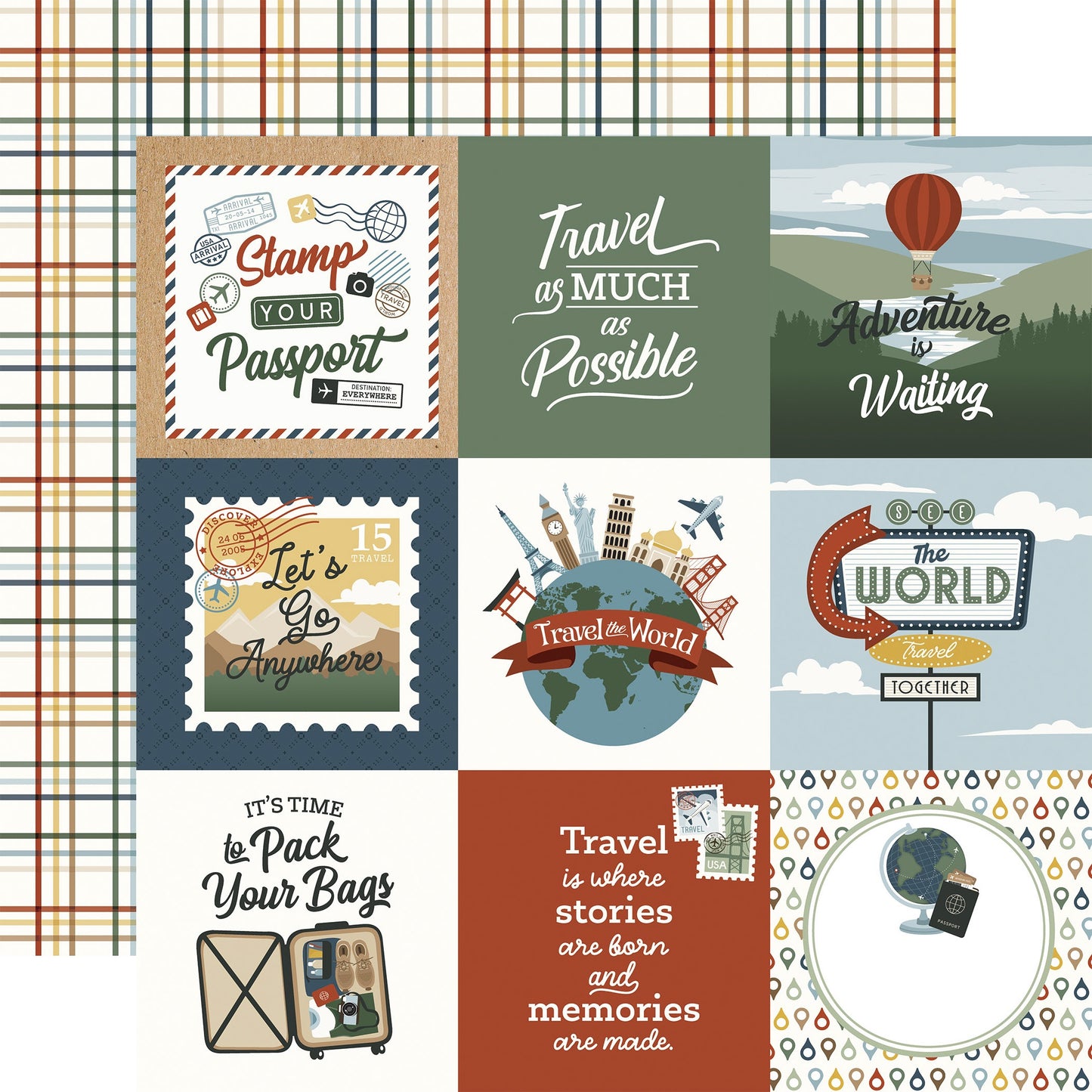 Echo Park It's Time To Travel Cardstock 12"X12"-Select Style