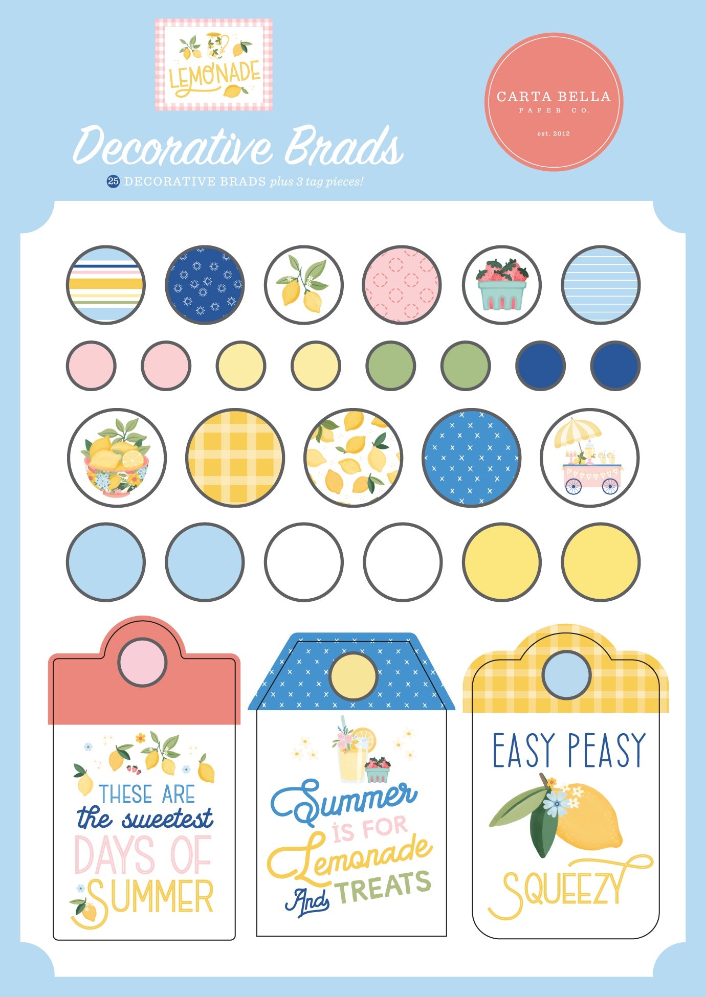 Carta Bella Decorative Brads-Lemonade