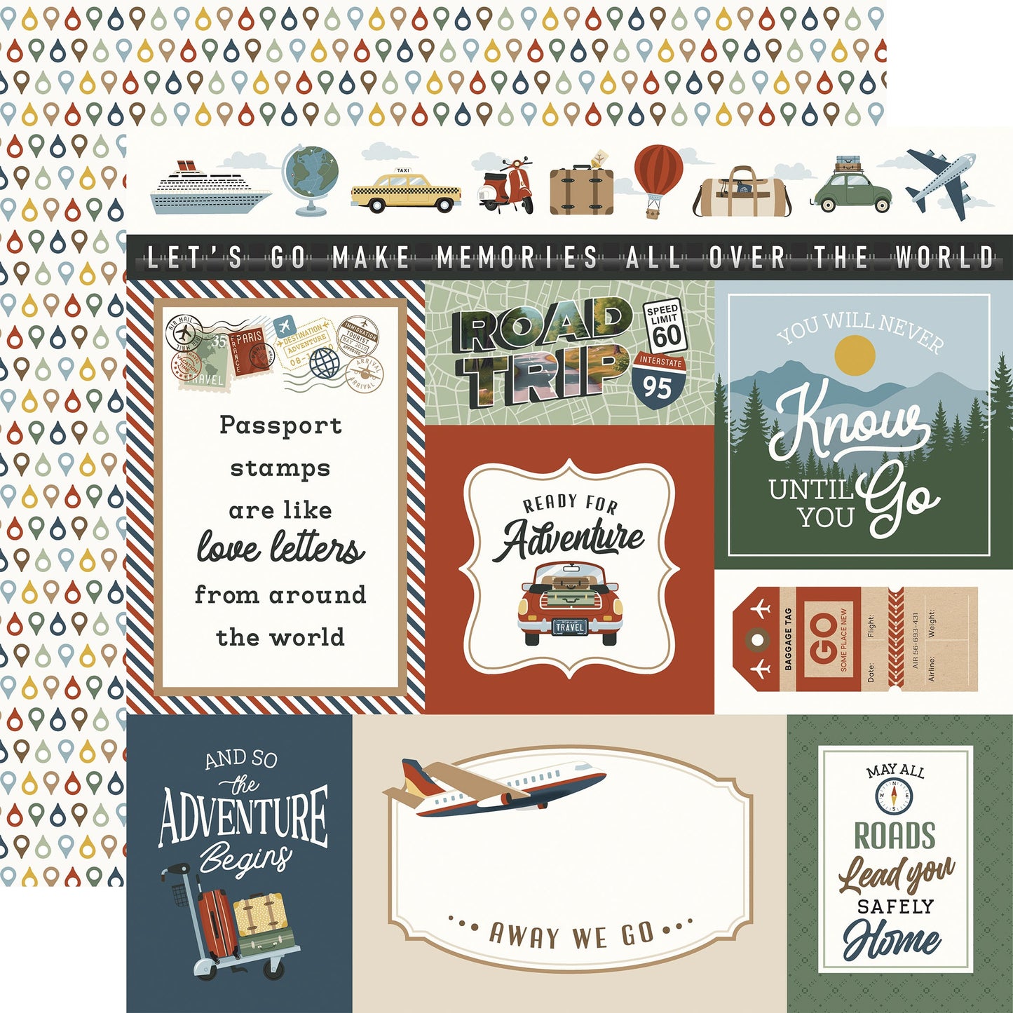 Echo Park It's Time To Travel Cardstock 12"X12"-Select Style