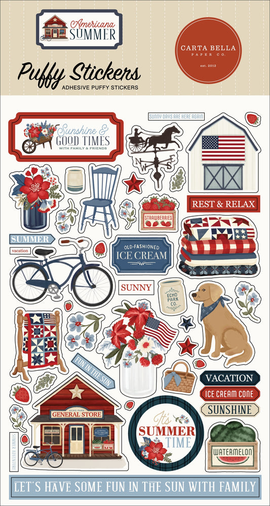 Carta Bella Puffy Stickers-Americana Summer