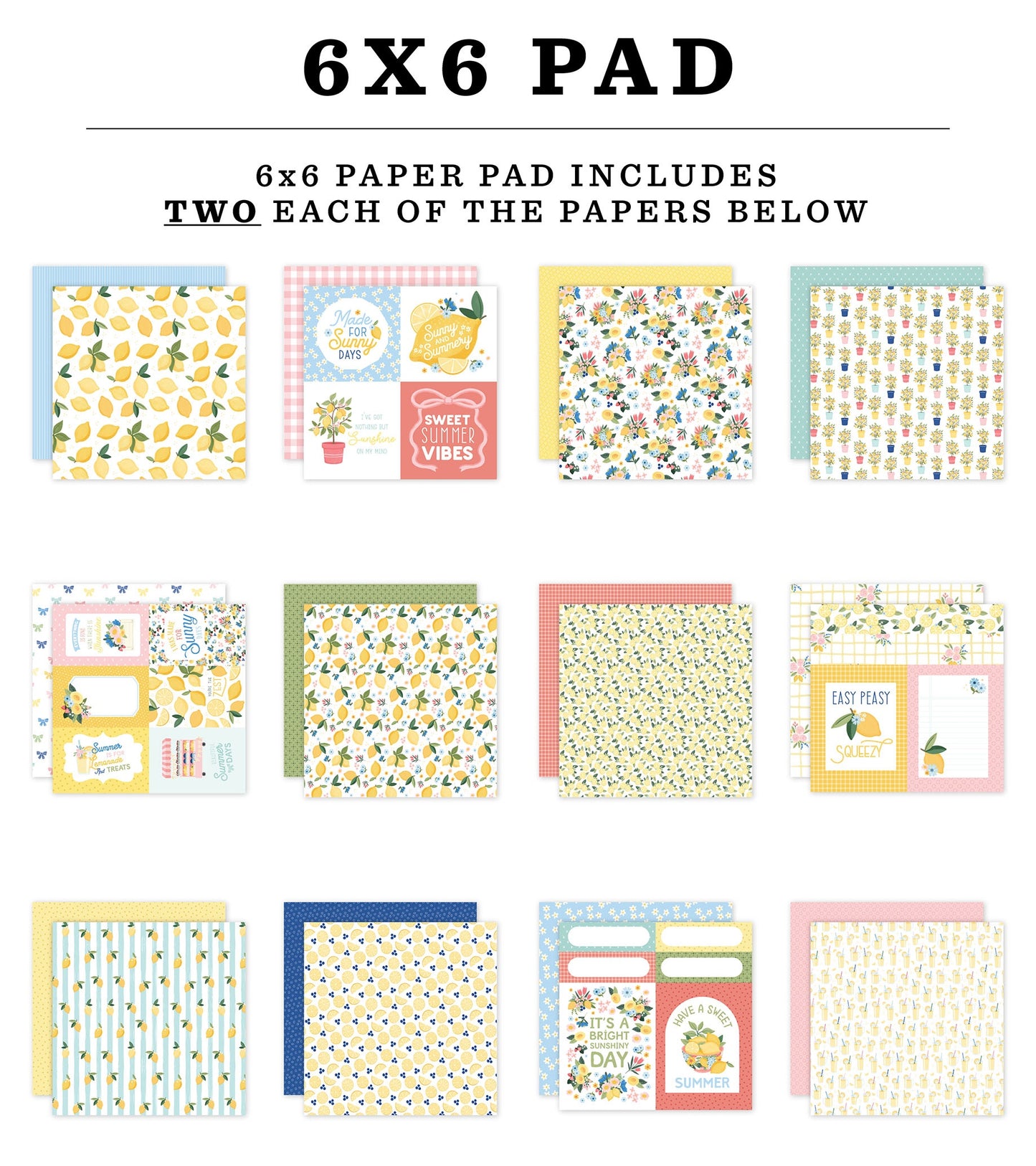 Carta Bela Double-Sided Paper Pad 6"X6"-Lemonade