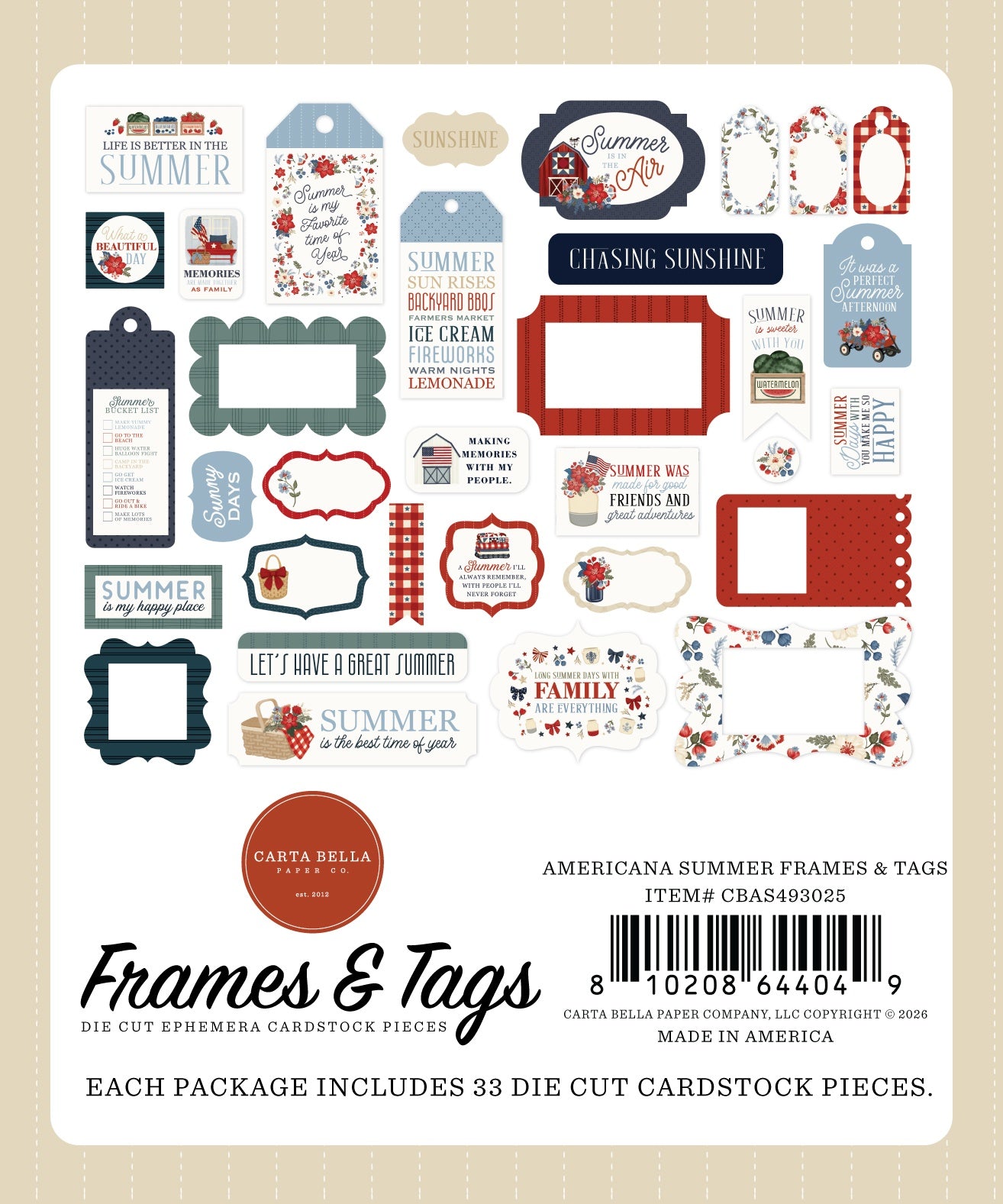 Carta Bella Tags & Frames Ephemera-Americana Summer