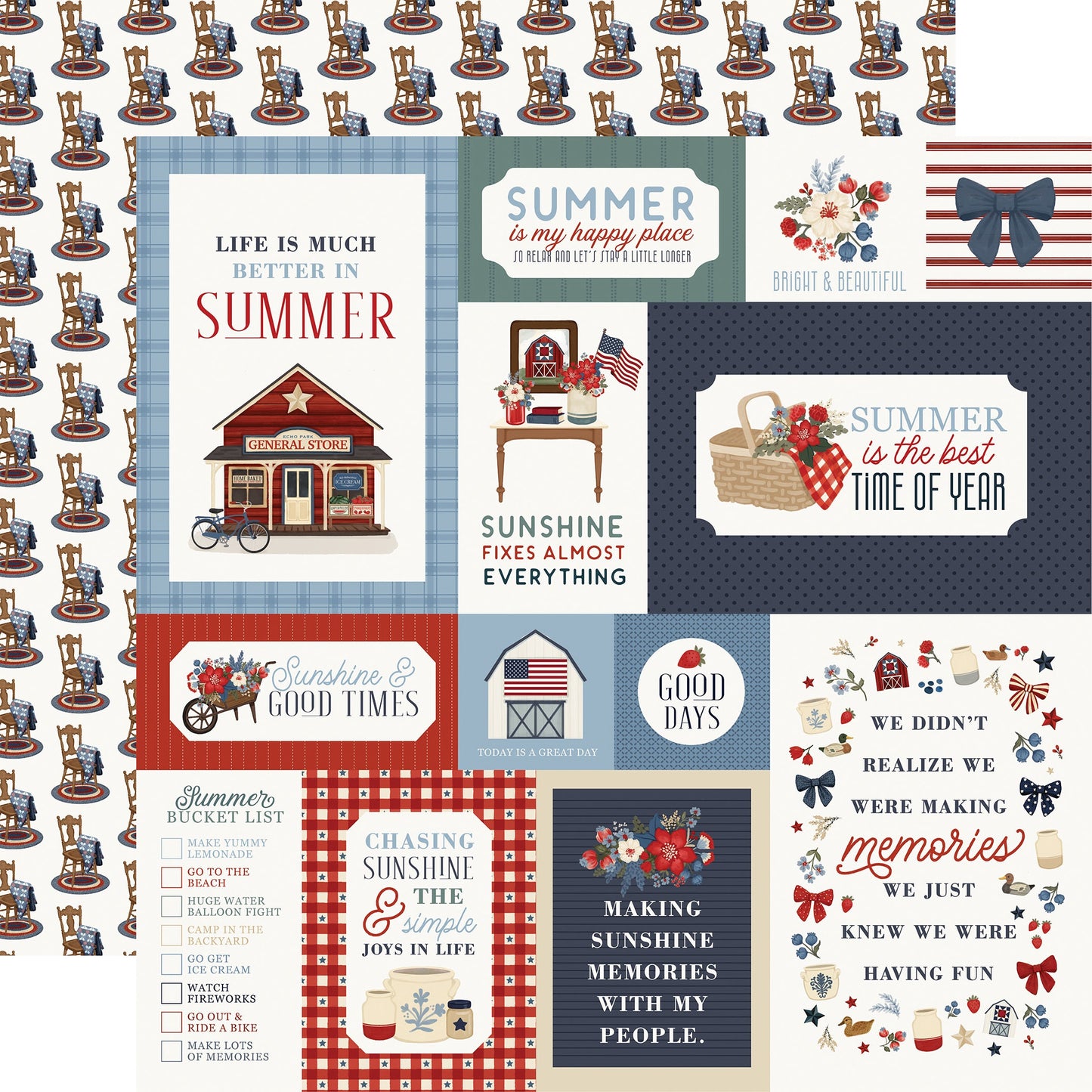 Carta Bella Americana Summer Cardstock 12"X12"-Select Style