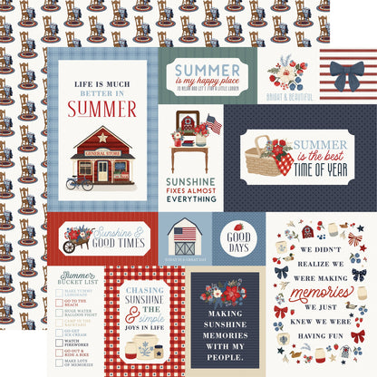 Carta Bella Americana Summer Cardstock 12"X12"-Select Style