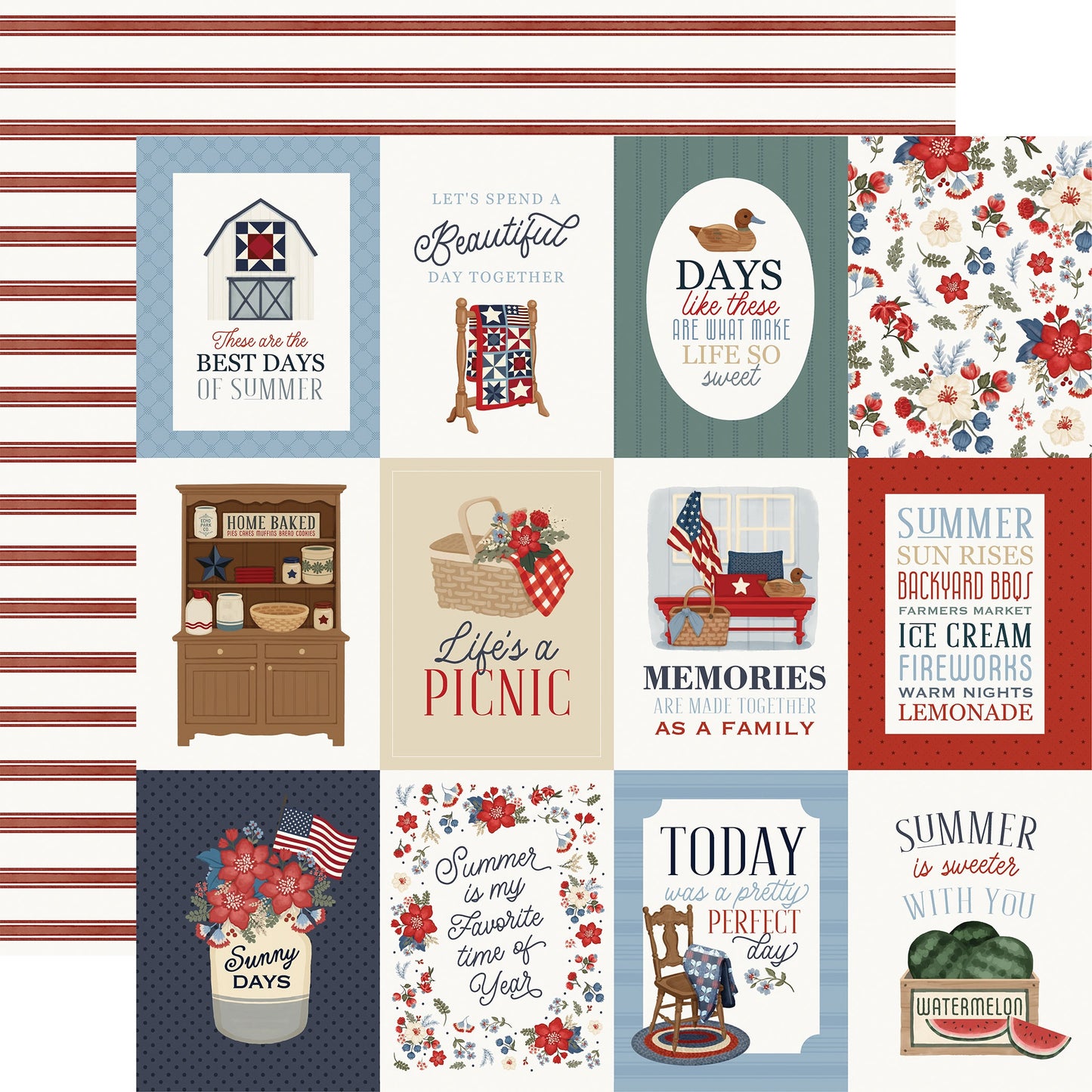 Carta Bella Americana Summer Cardstock 12"X12"-Select Style