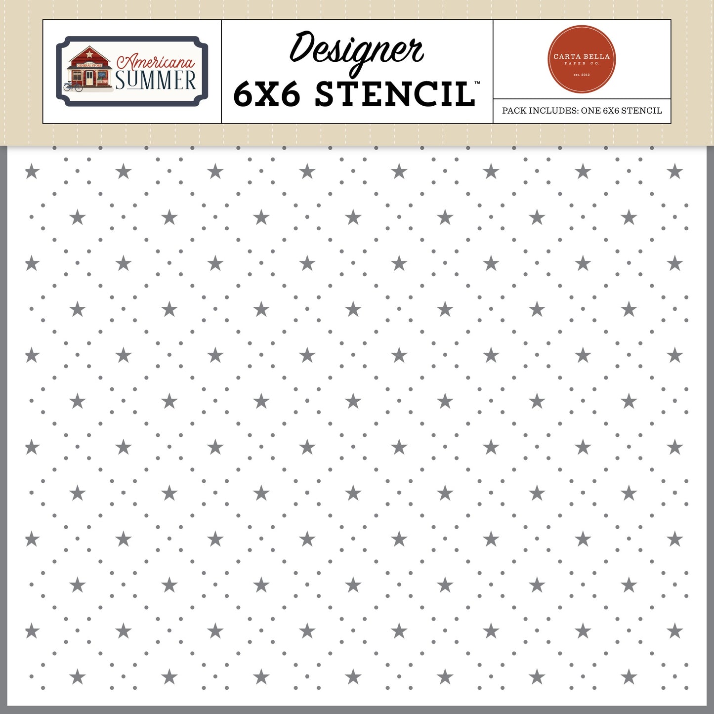 Carta Bella Americana Summer Stencil 6"X6"-Quilted Stars