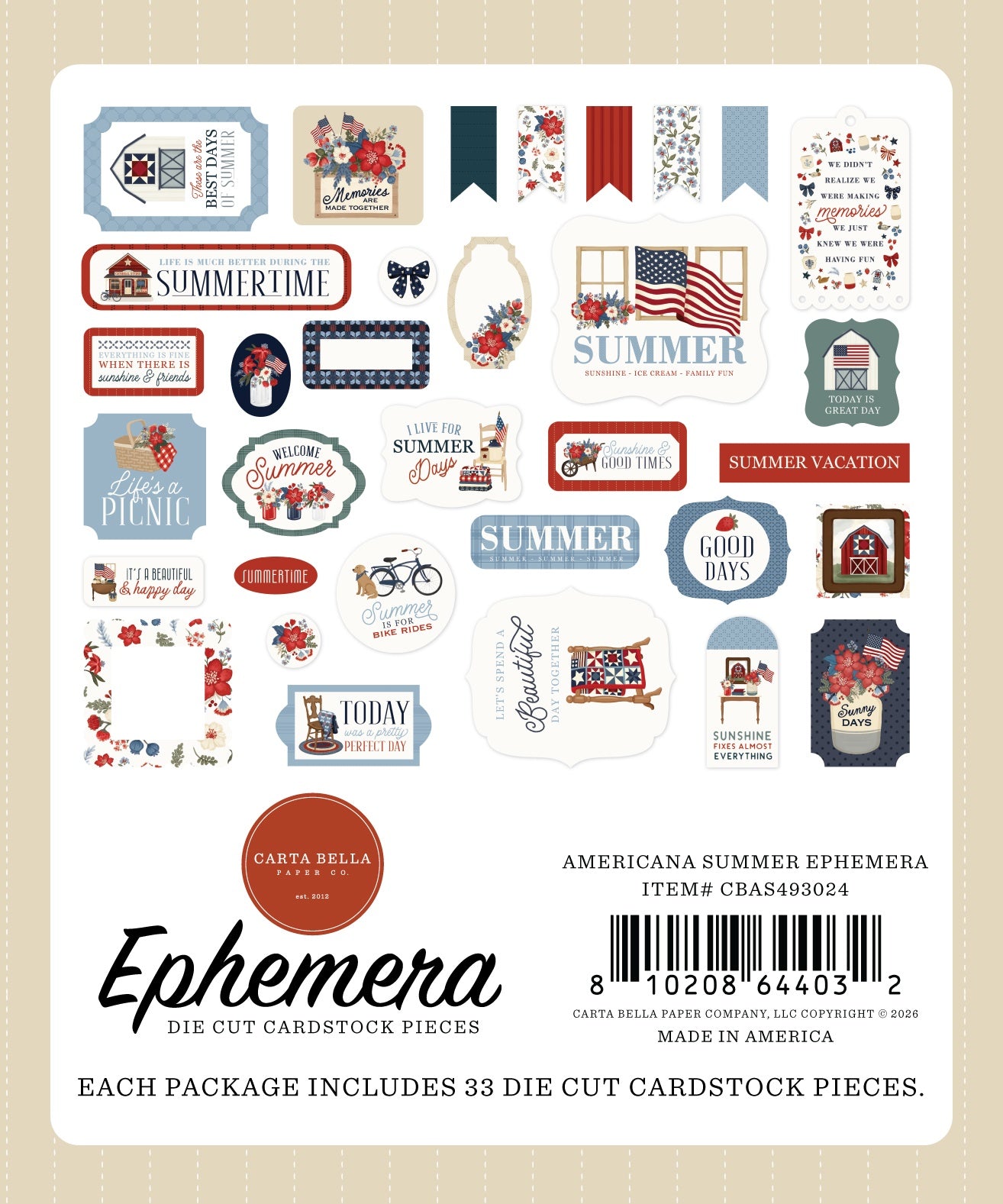 Carta Bella Ephemera-Americana Summer