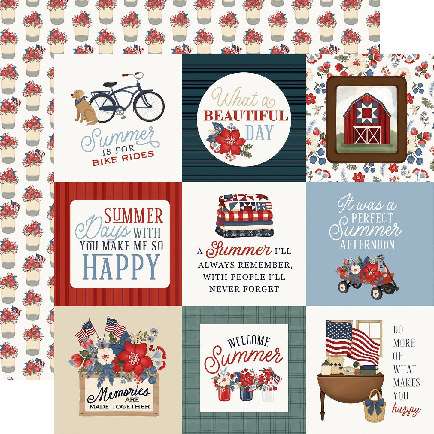 Carta Bella Americana Summer Cardstock 12"X12"-Select Style