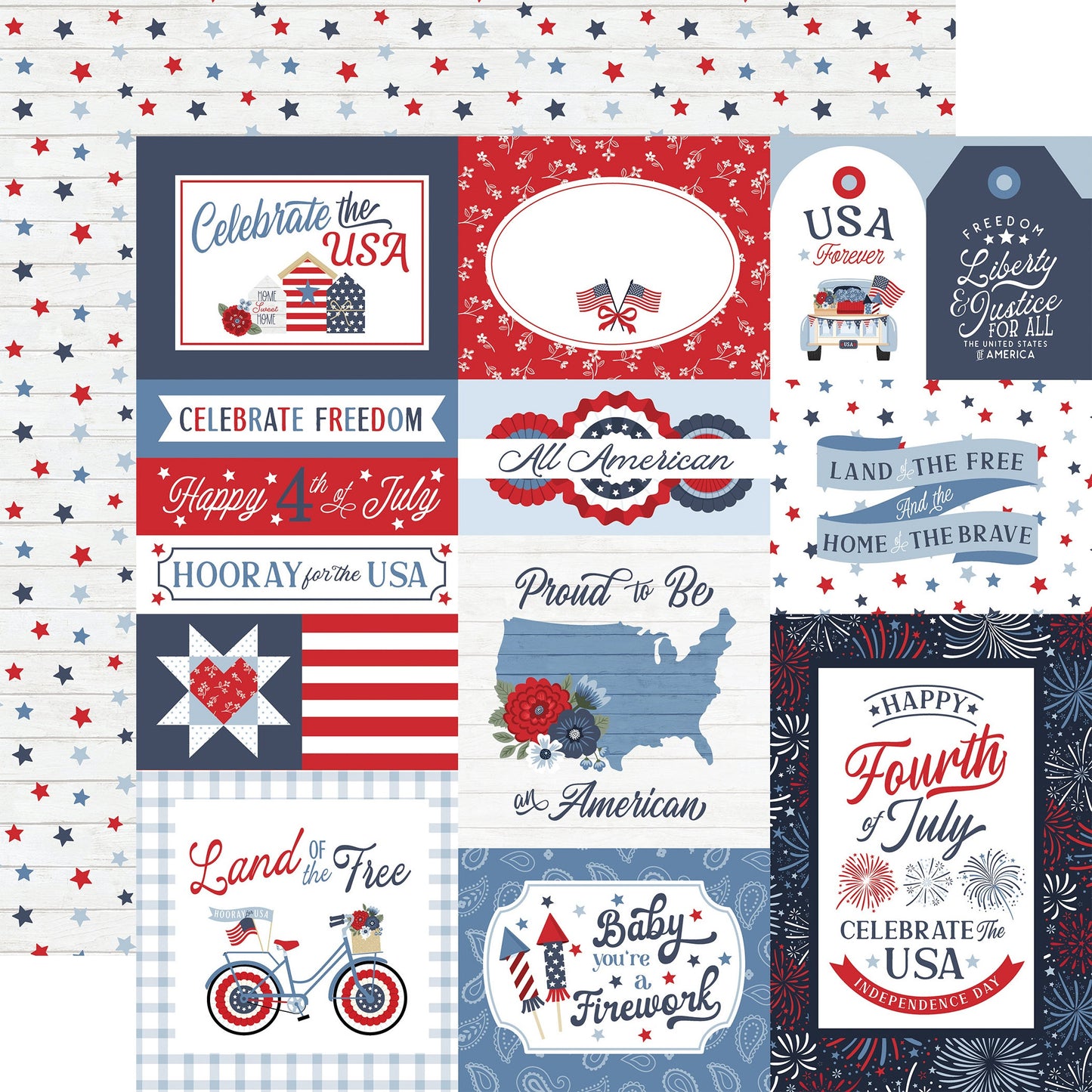 Echo Park All American Cardstock 12"X12"- Select Style