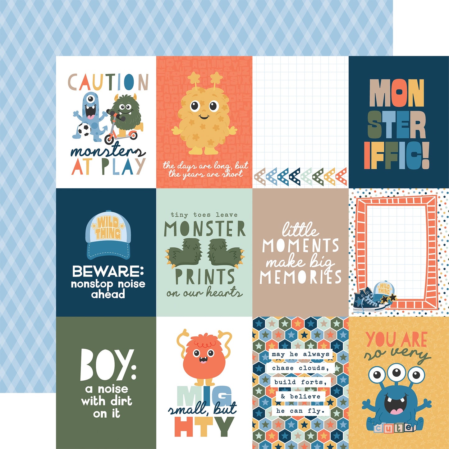 Echo Park My Favorite Monster Cardstock 12"X12"-Select Style