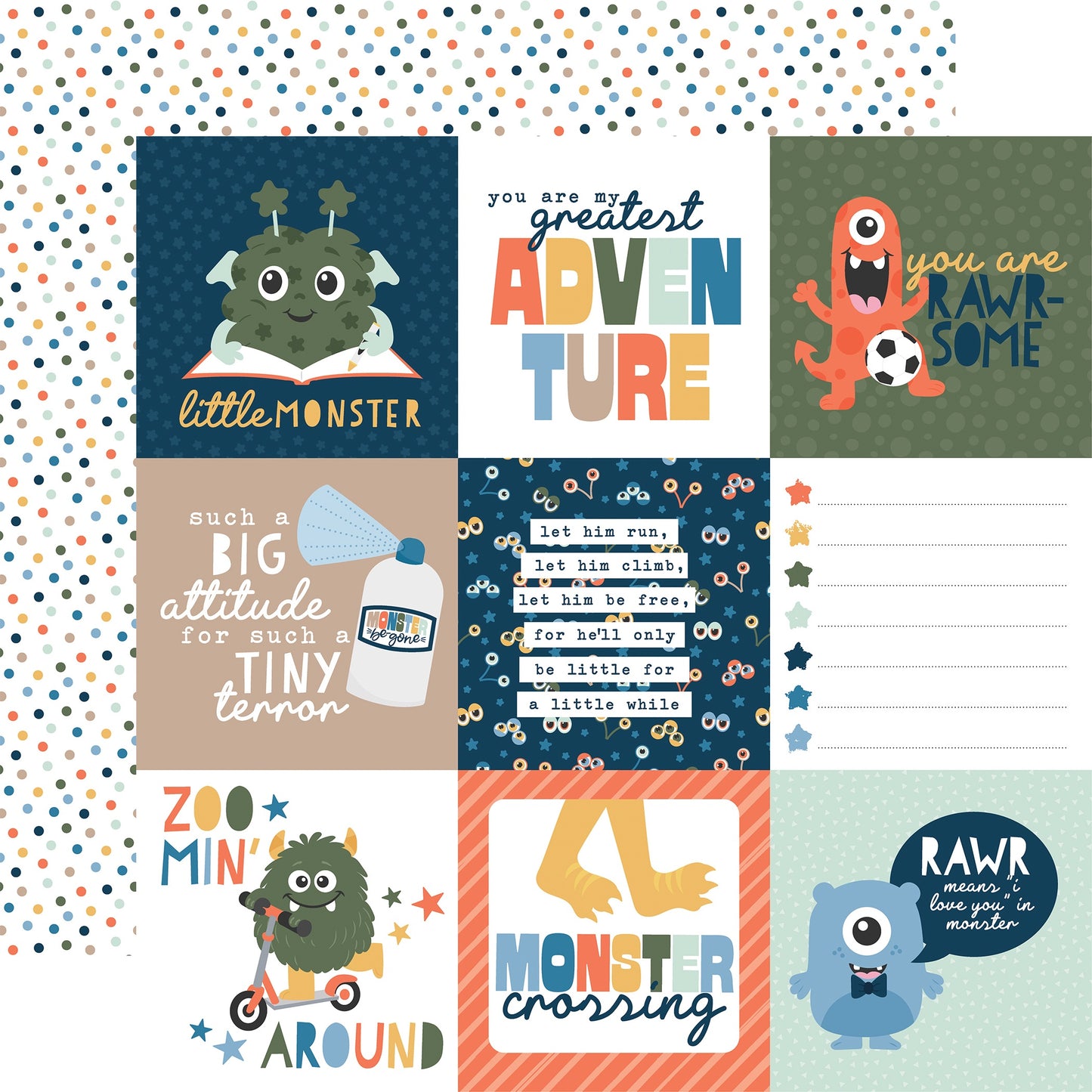 Echo Park My Favorite Monster Cardstock 12"X12"-Select Style
