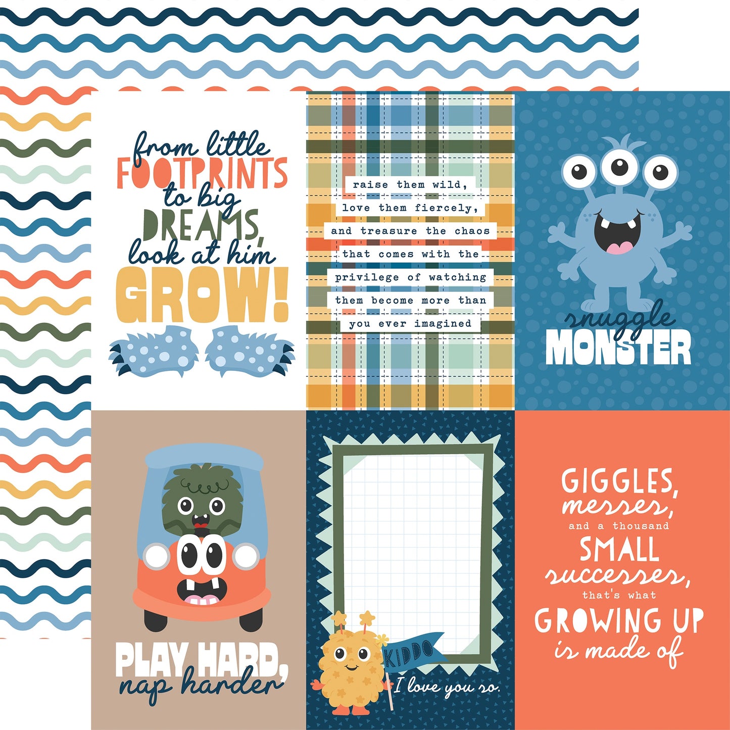 Echo Park My Favorite Monster Cardstock 12"X12"-Select Style