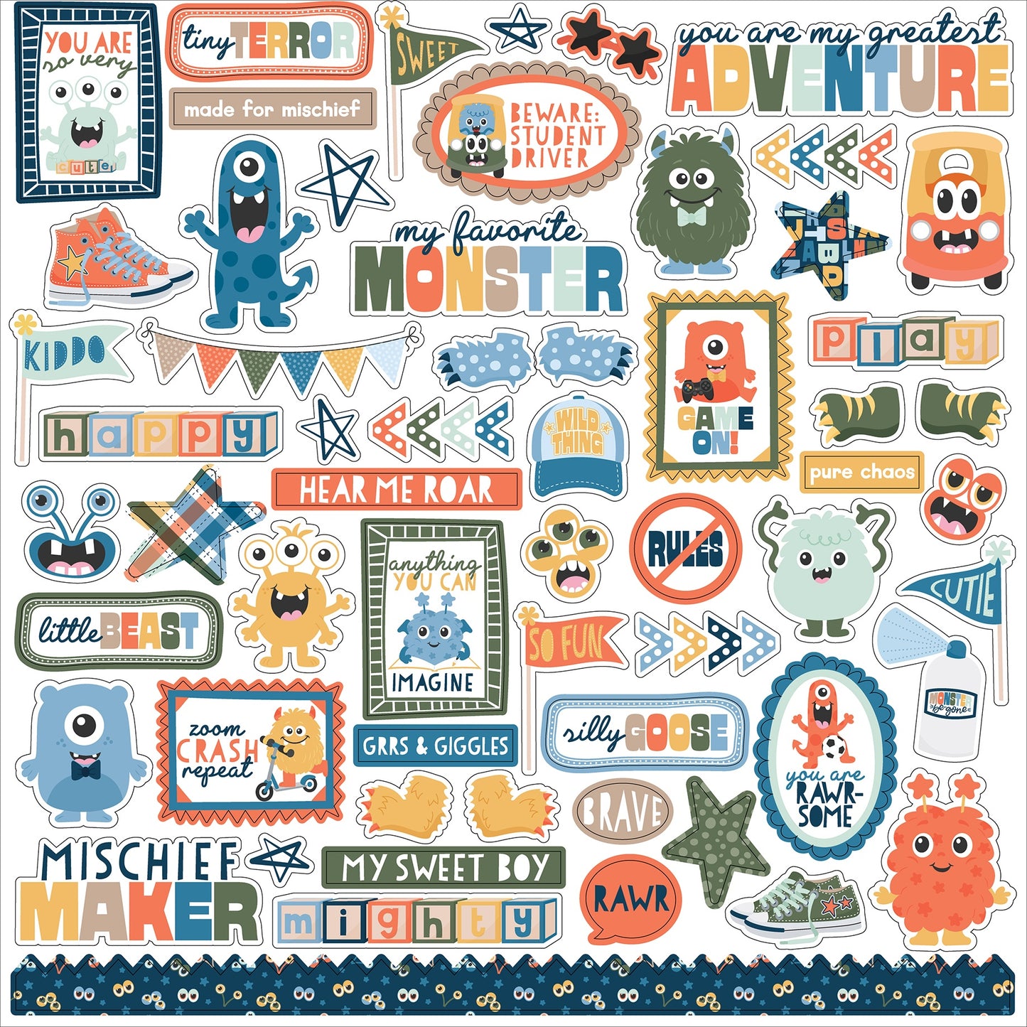 Echo Park Elements Cardstock Stickers 12"X12"-My Favorite Monster