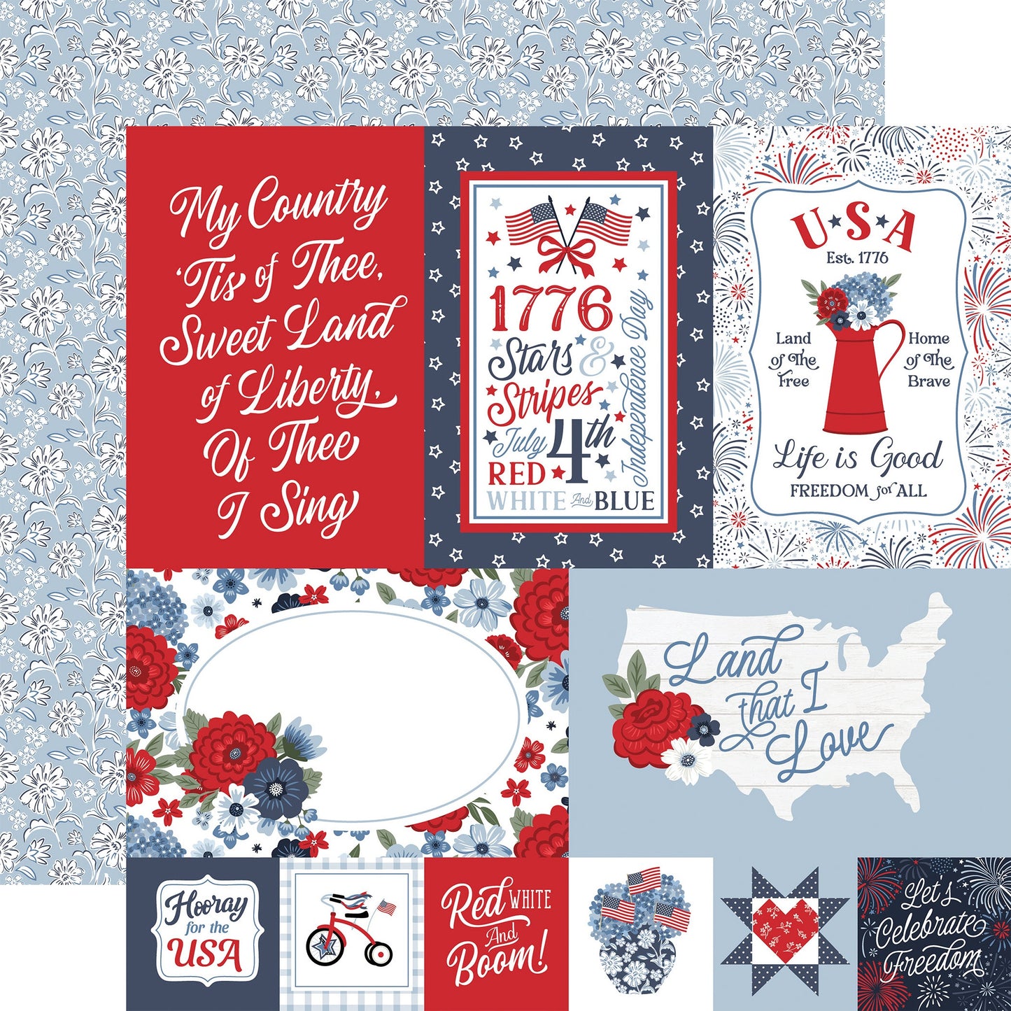 Echo Park All American Cardstock 12"X12"- Select Style