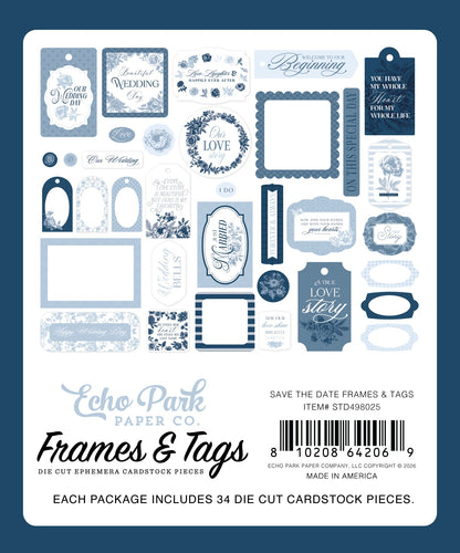Echo Park Frames & Tags Ephemera-Save The Date