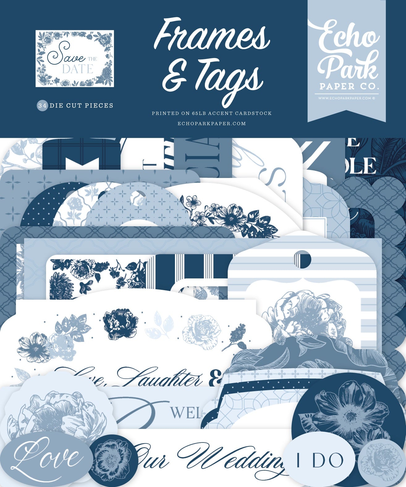 Echo Park Frames & Tags Ephemera-Save The Date