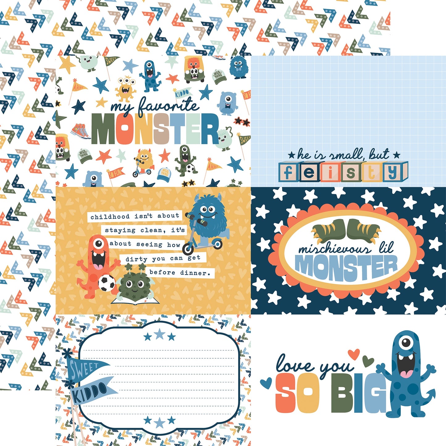 Echo Park My Favorite Monster Cardstock 12"X12"-Select Style