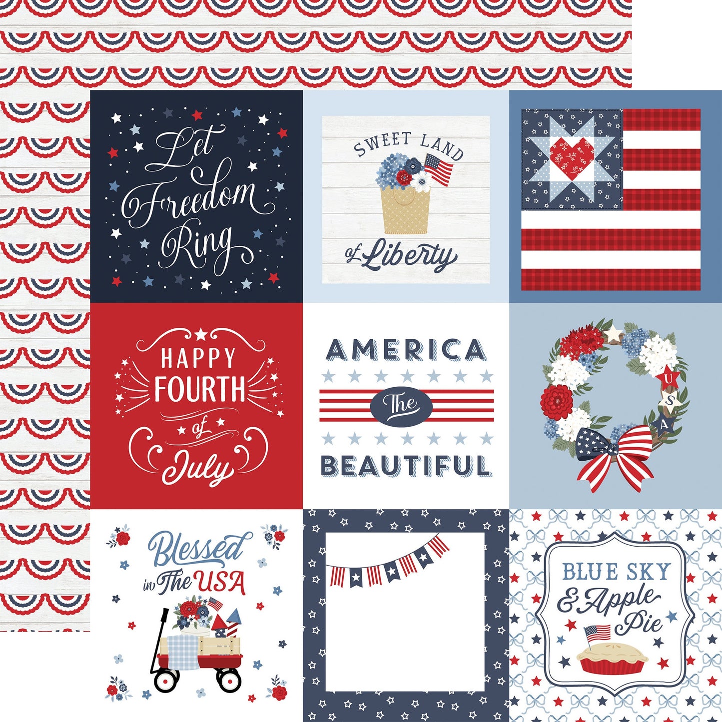 Echo Park All American Cardstock 12"X12"- Select Style