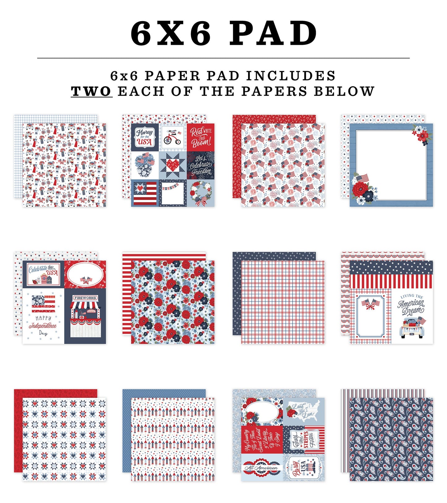 Echo Park Double-Sided Paper Pad 6"X6"-All American
