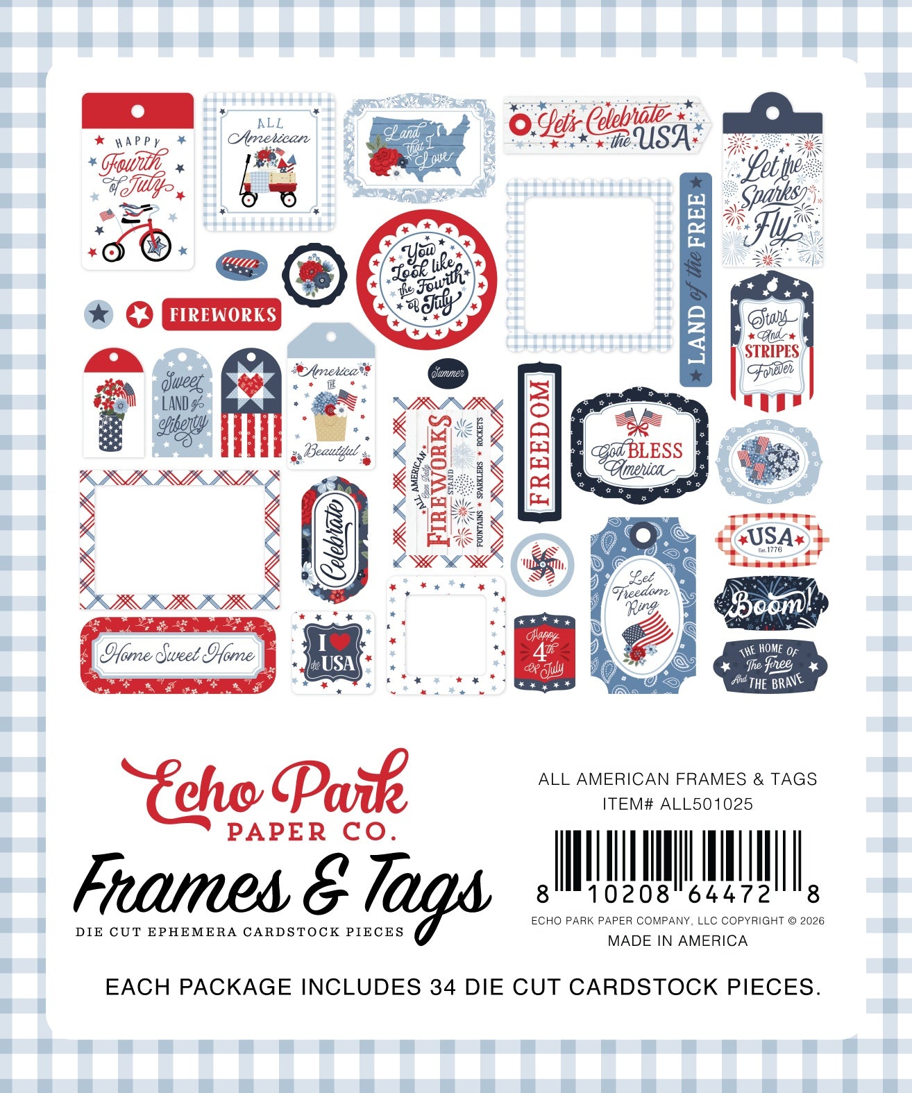 Echo Park Frames & Tags Ephemera-All American